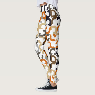 Black Brown Beige Orange Art Pattern Leggings