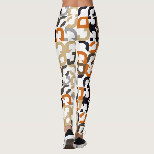 Black Brown Beige Orange Art Pattern Leggings (Rückseite)