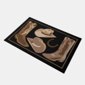 Black Brown Cowboy Boots Hats Horseshos Fußmatte (Schrägansicht)