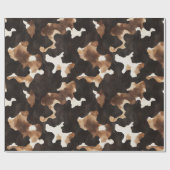 Black Brown Cream Cow Print Birthday Geschenkpapier (Flach)