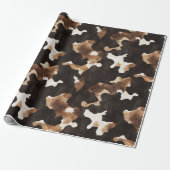 Black Brown Cream Cow Print Birthday Geschenkpapier (Ungerollt)