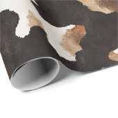 Black Brown Cream Cow Print Birthday Geschenkpapier (Rolleneckpunkt)