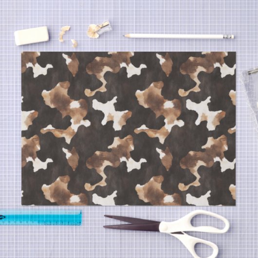 Black Brown Cream Cow Print Birthday Seidenpapier (Handwerk)