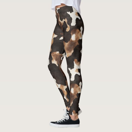 Black Brown Cream Cow Print Leggings (Links)