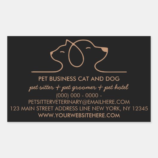 Black Brown Dog Cat Logo Tierchen Rechteckiger Aufkleber (Vorderseite)