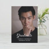 Black Brown Foto Graduation Party Einladung (Stehend Vorderseite)