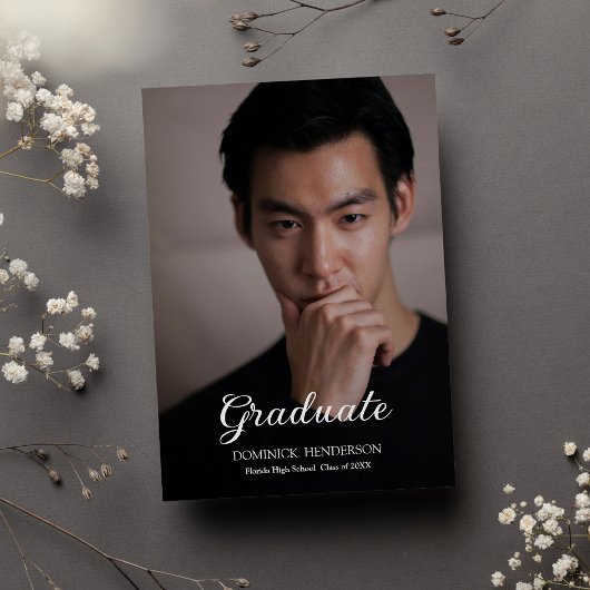 Black Brown Foto Graduation Party Einladung