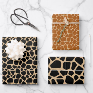 Black Brown Giraffe Drucken Geschenkpapier Set