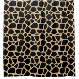 Black Brown Giraffe Print Duschvorhang