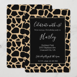Black Brown Giraffe Print Einladung