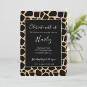 Black Brown Giraffe Print Einladung (Stehend Vorderseite)