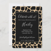 Black Brown Giraffe Print Einladung (Vorderseite)