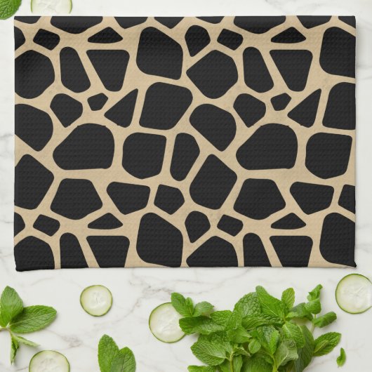 Black Brown Giraffe Print Geschirrtuch (Gefaltet)