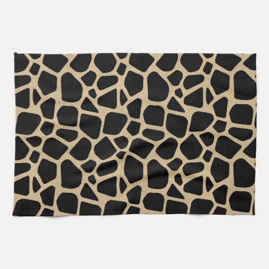 Black Brown Giraffe Print Geschirrtuch (Horizontal)