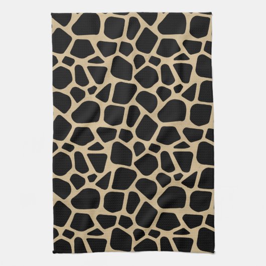 Black Brown Giraffe Print Geschirrtuch (Vertikal)