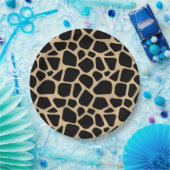 Black Brown Giraffe Print Pappteller (Party)
