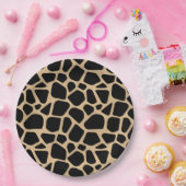 Black Brown Giraffe Print Pappteller (Party)
