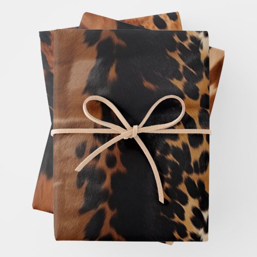 Black Brown Gold Cowhide Geschenkpapier Set (Beispiel)