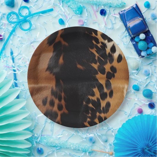 Black Brown Gold Cowhide Pappteller (Party)