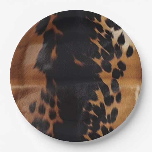 Black Brown Gold Cowhide Pappteller (Vorderseite)