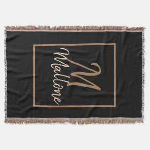 Black Brown Gold Scripts Elegante Monogram Decke