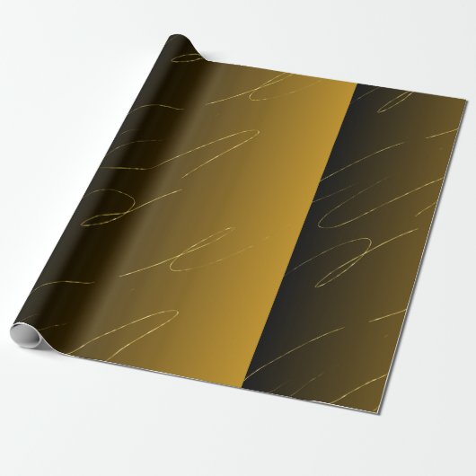 Black&Brown Golden Gradient Geschenkpapier (Ungerollt)