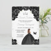 Black Brown Hair Princess 16 . Geburtstag Einladung (Stehend Vorderseite)