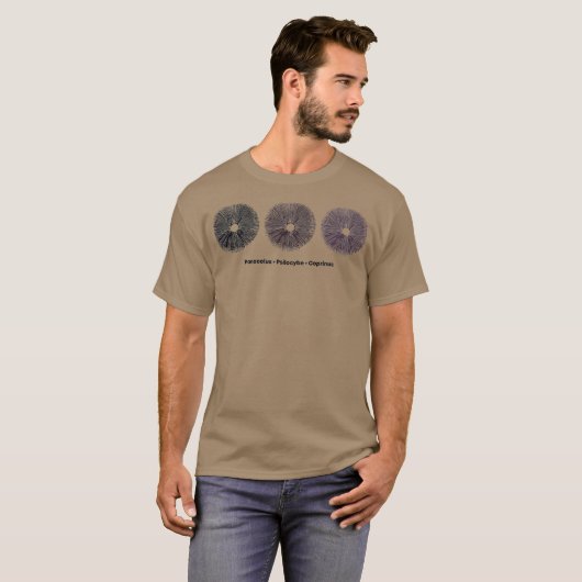 Black Brown Lila Mushroom Spore Print T-Shirt (Vorne ganz)