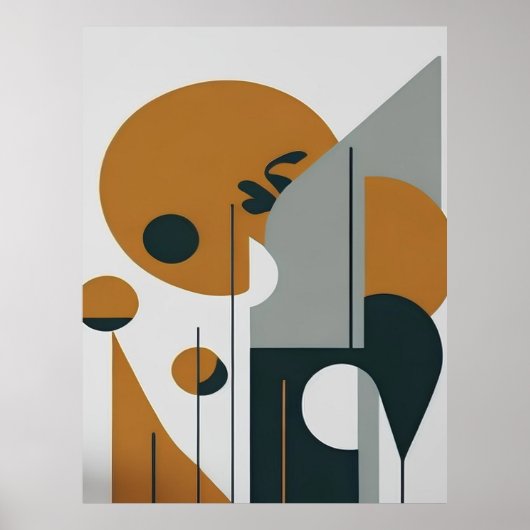 Black Brown Minimalistische Abstrakte Landschaft Poster (Vorne)