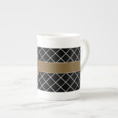 Black Brown Mit Monogramm Porzellantasse (Vorderseite Rechts)