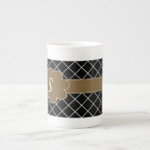 Black Brown Mit Monogramm Porzellantasse (Vorderseite)