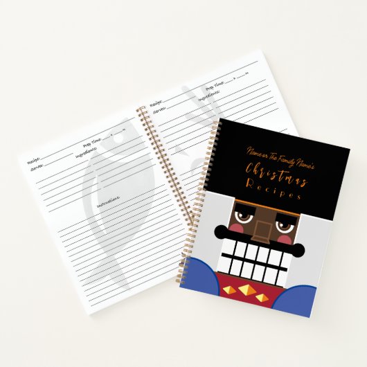 Black Brown Nutcracker Weihnachtsrezepte Kochbuch Notizblock (Innenseite)