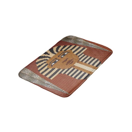 Black Brown Pharaoh King Tut Artisan Crochet Print Badematte (Schrägansicht)