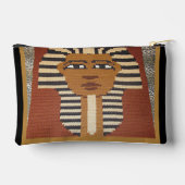 Black Brown Pharaoh King Tut Artisan Crochet Print Zubehörtasche (Rückseite)