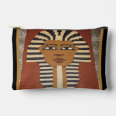 Black Brown Pharaoh King Tut Artisan Crochet Print Zubehörtasche (Vorderseite)
