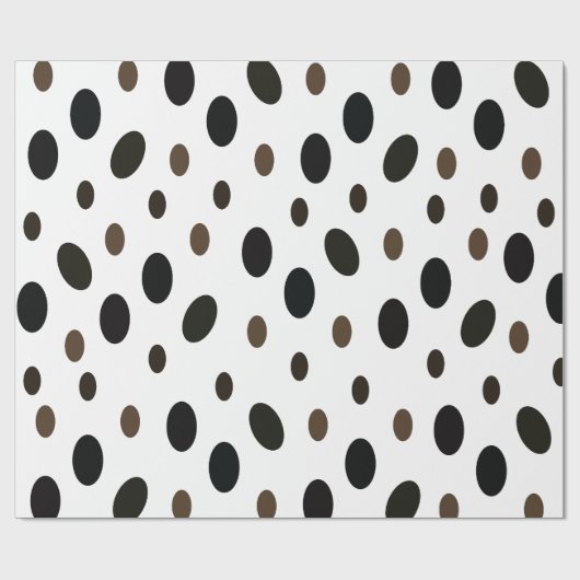 Black Brown Polka Dot Geschenkpapier (Flach)