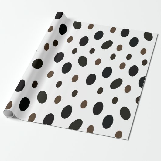 Black Brown Polka Dot Geschenkpapier (Ungerollt)