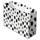 Black Brown Polka Dot Große Geschenktüte (Rückseite Schrägansicht)
