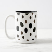 Black Brown Polka Dot Zweifarbige Tasse (Links)