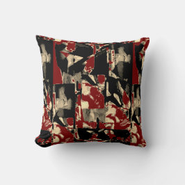 Black Brown Tan Taupe Burgundy Contemporary Print Kissen