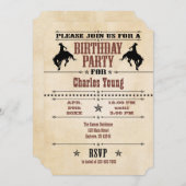 Black Brown Vintag Cowboy Einladung zum Geburtstag (Vorne/Hinten)