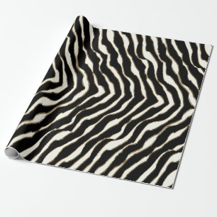 Black Brown & White Zebra Print Gift Wrap Geschenkpapier