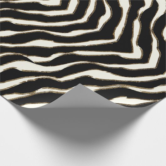Black Brown & White Zebra Print Gift Wrap Geschenkpapier (Ecke)