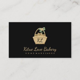 Black Brown Yellow Rustic Picnic Bakery Croissant Visitenkarte