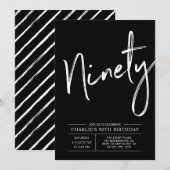 Black Brush Lettering 90. Geburtstagsparty Einladung (Vorne/Hinten)