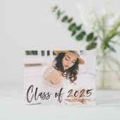 Black Brush Lettering Class of 2025 Abschluss Postkarte (Stehend Vorderseite)