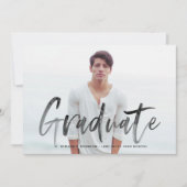 Black Brush Letters Foto Abschluss Einladung (Vorderseite)