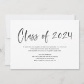 Black Brush Letters Foto Abschluss Einladung (Rückseite)