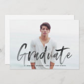 Black Brush Letters Foto Abschluss Einladung (Vorne/Hinten)