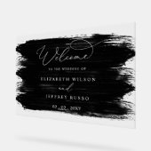 Black Brush Strokes Wedding Willkommenszeichen Acrylschild (Winkel)